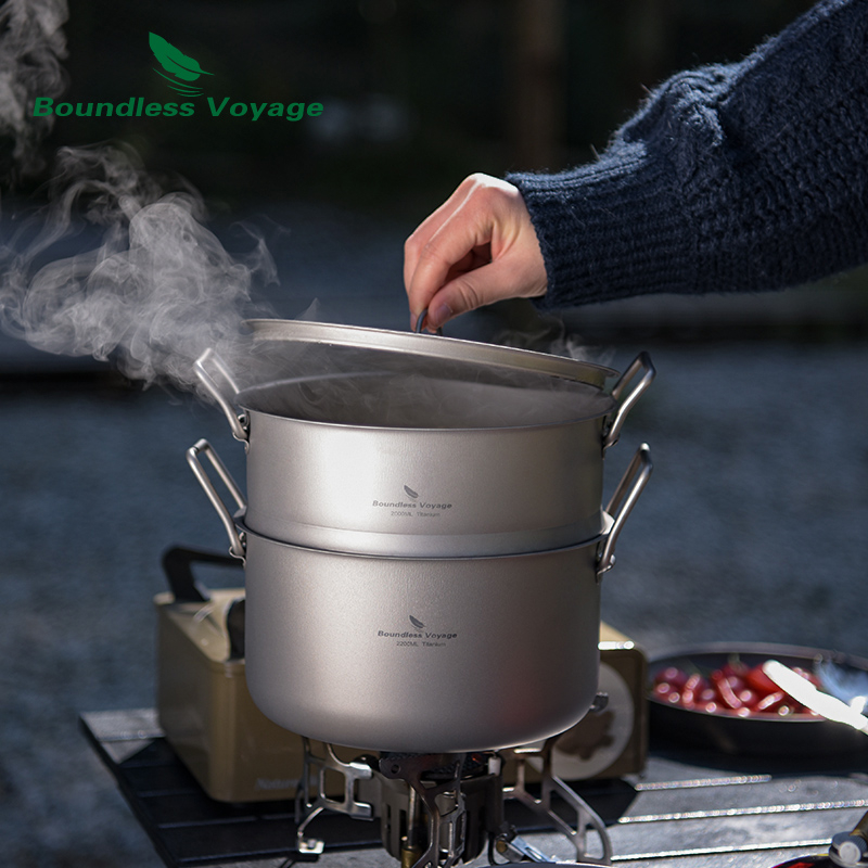 Mess Kit Titanium - Boundless Voyage 티타늄 스팀 냄비, 컴팩트