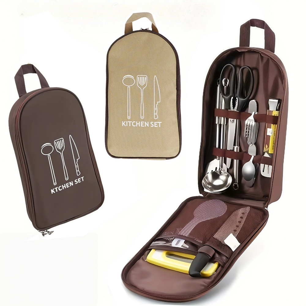 Camping Cooking Utensil Bag - 휴대용 야외 조리 가방 캠핑 보관