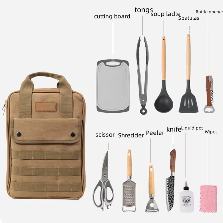 Camping Cooking Utensil Bag - 캠핑 조리기구 액세서리 세트, 12종 휴대용