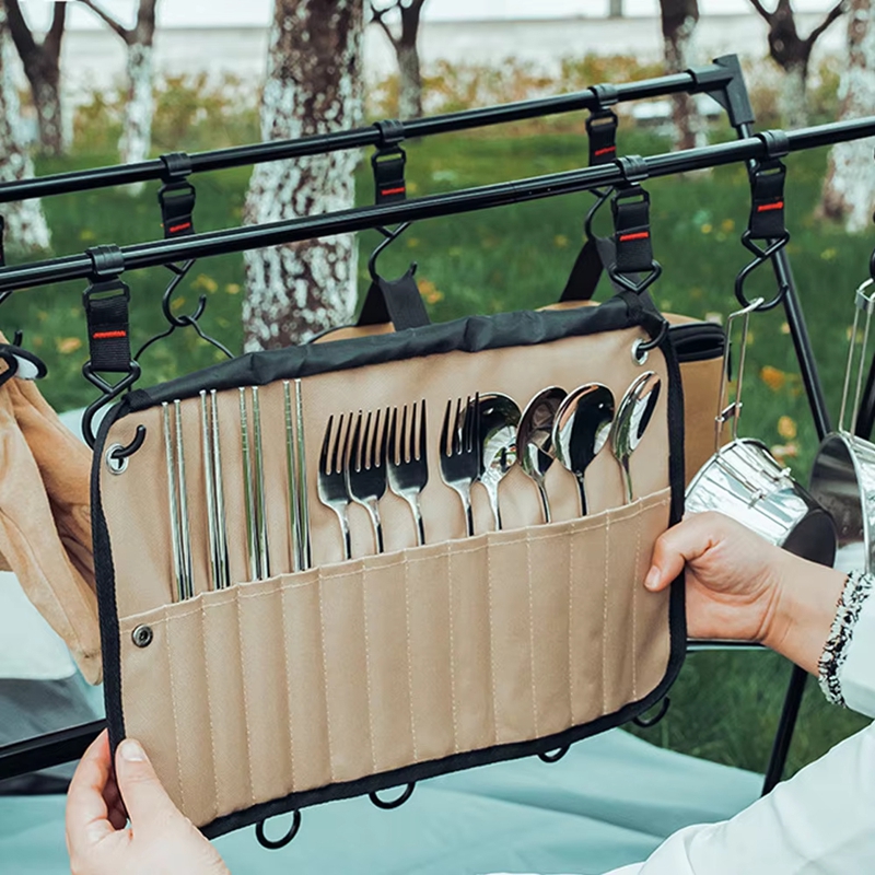 Camping Cooking Utensil Bag - 휴대용 야외 식기 보관 가방 스테인레스
