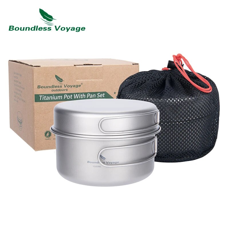 Camping Cooking Set For 4 - 무한한 항해 티타늄 냄비 팬 세트(접이식