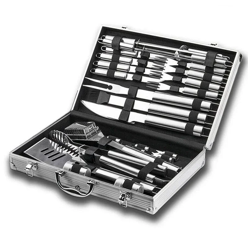26개/세트 스테인리스 스틸 BBQ 도구 세트 26개  - Camping Cooking Kit Box 리뷰 및 가격