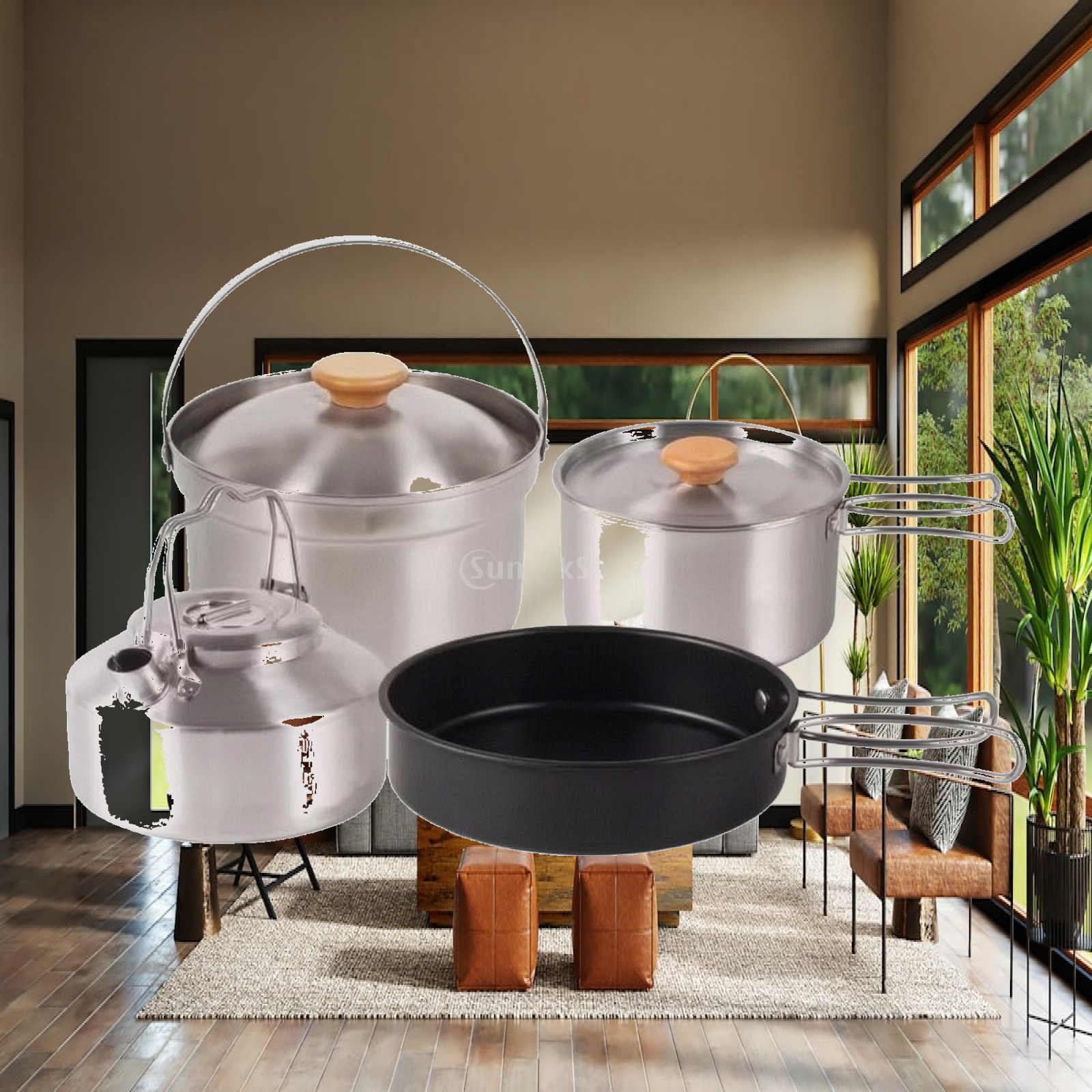 4피스 스테인리스 스틸 캠핑 조리기구 세트, 접이식 휴 - Camping Cooking Set For 4 리뷰 및 가격