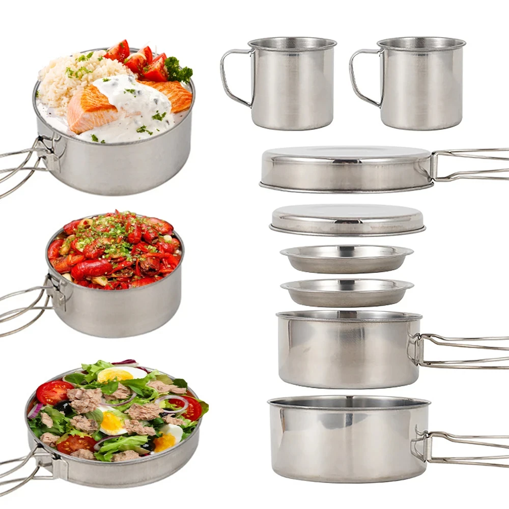 8개/세트 캠핑 조리기구 세트 스테인리스 스틸 요리 냄 - Camping Cooking Utensil Bag 리뷰 및 가격