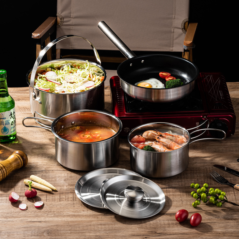 휴대용 캠핑 피크닉 조리기구 세트 4종 304 스테인리 - Camping Cooking Set For 4 리뷰 및 가격
