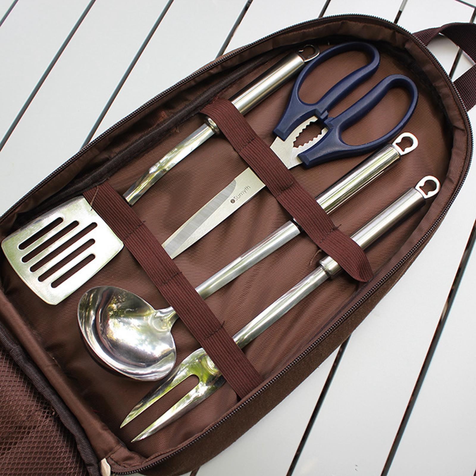 7pcs 캠핑 주방기구 세트 운반 가방 바베큐 해변 하 - Camping Cooking Utensil Bag 리뷰 및 가격