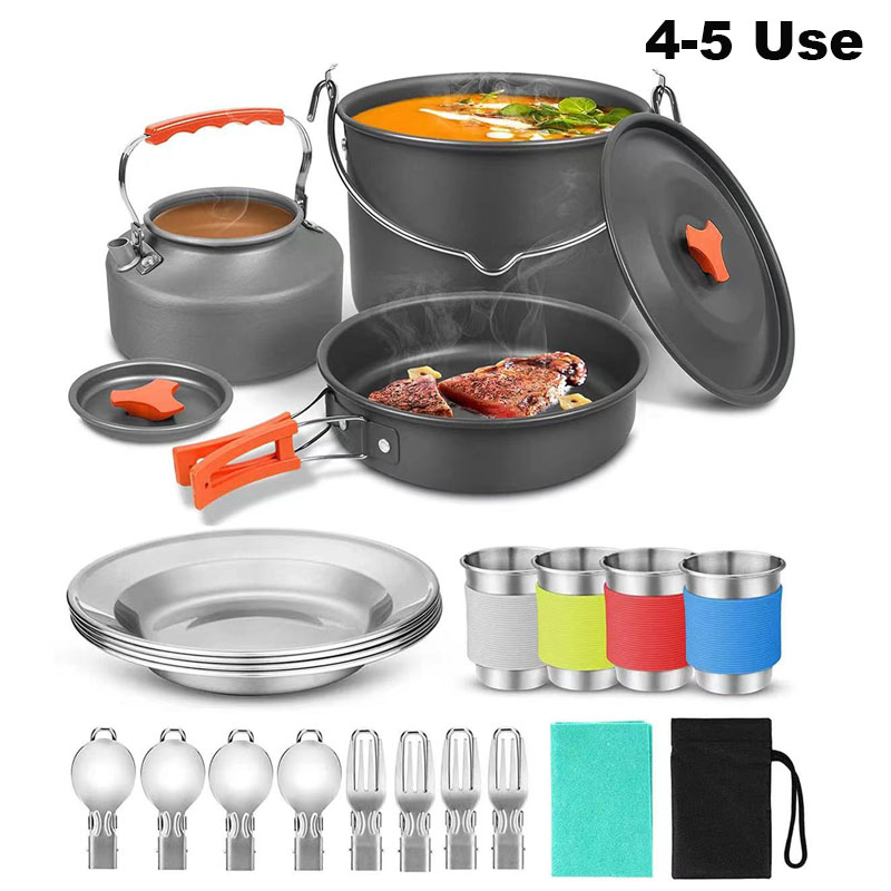 메쉬 가방 접이식 쿡 세트 캠핑 주방 요리 주전자 및  - Camping Cooking Set For 4 리뷰 및 가격