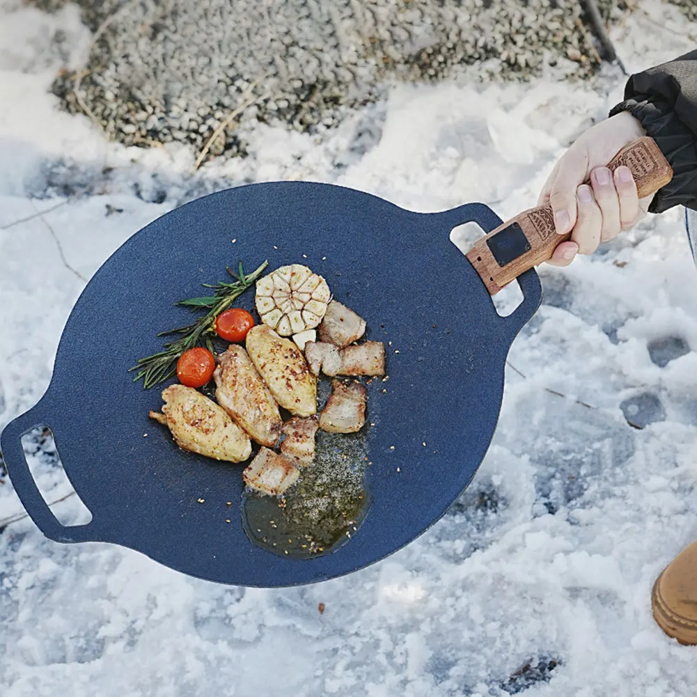 야외용 천연 나무 그릴 팬 손잡이 분리형 내열 방지 화 - Camping Cooking Disc 리뷰 및 가격