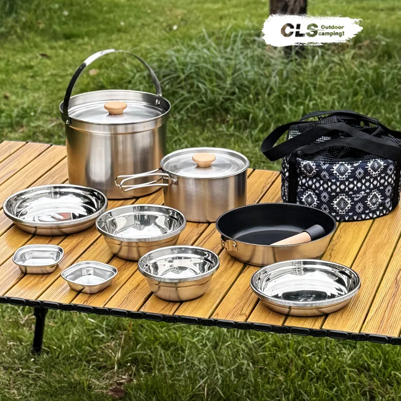 CLS&노바나 뉴셋 아웃도어 캠핑 스테인리스 스틸 14 - Camping Cooking Set For 4 리뷰 및 가격