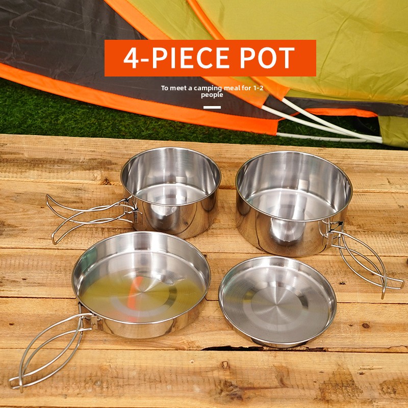 CLS 4종 스테인리스 캠핑 조리기구 세트 휴대용 네스 - Camping Cooking Set For 4 리뷰 및 가격