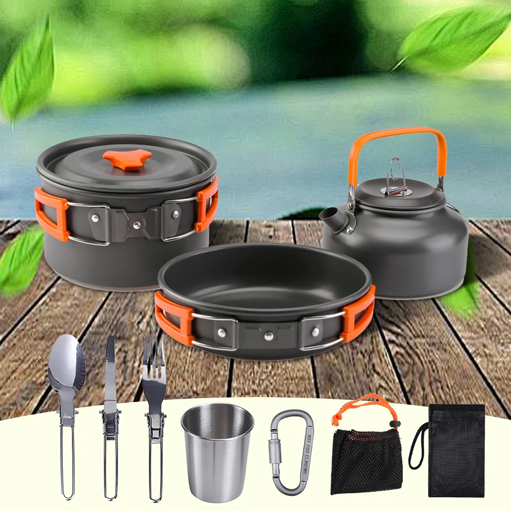 캠핑 조리기구 세트 주전자 냄비 프라이팬 휴대용 접이식 - Camping Cooking Set For 4 리뷰 및 가격