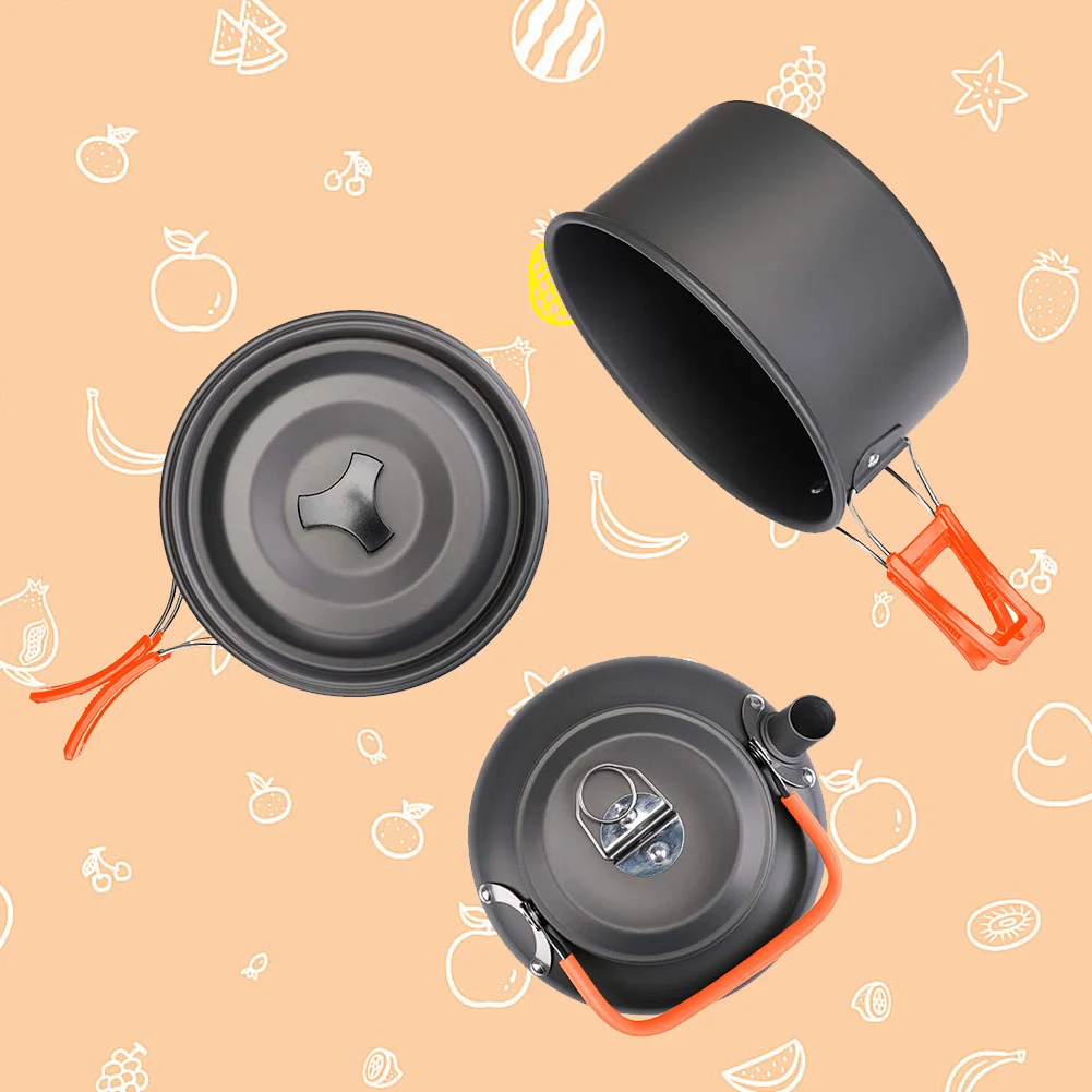 캠핑 조리기구 세트 주전자 냄비 프라이팬 휴대용 접이식 - Camping Cooking Set For 4 리뷰 및 가격
