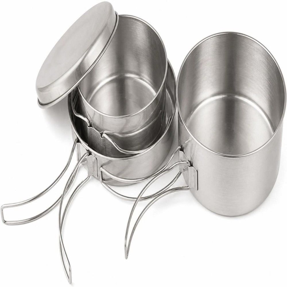 4종 스테인리스 스틸 캠핑 조리기구 세트, 적층 가능  - Camping Cooking Set For 4 리뷰 및 가격