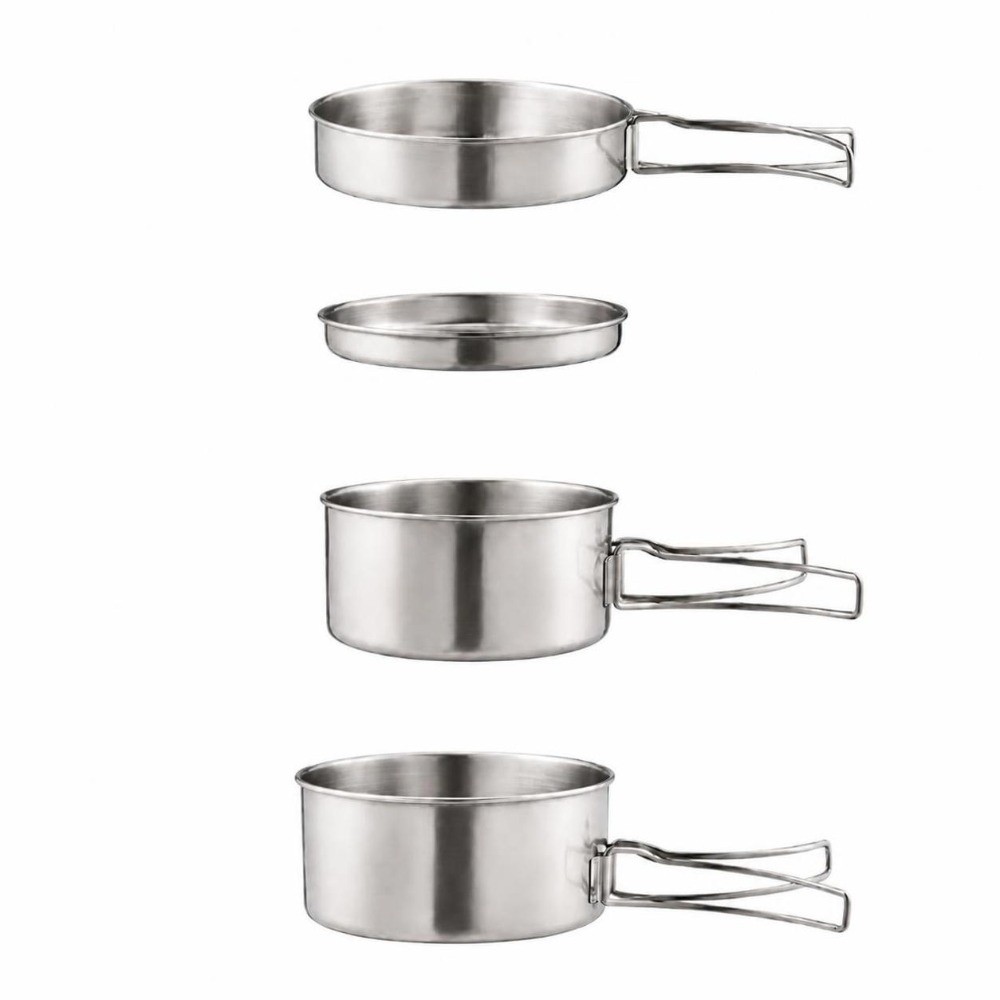 4종 스테인리스 스틸 캠핑 조리기구 세트, 적층 가능  - Camping Cooking Set For 4 리뷰 및 가격